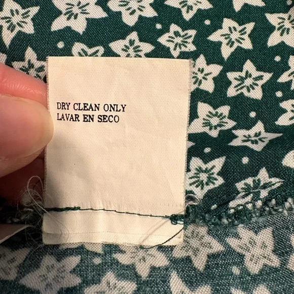 Vintage Green Floral Button-Down Dress Prairie Style 80s - Picture 5 of 9